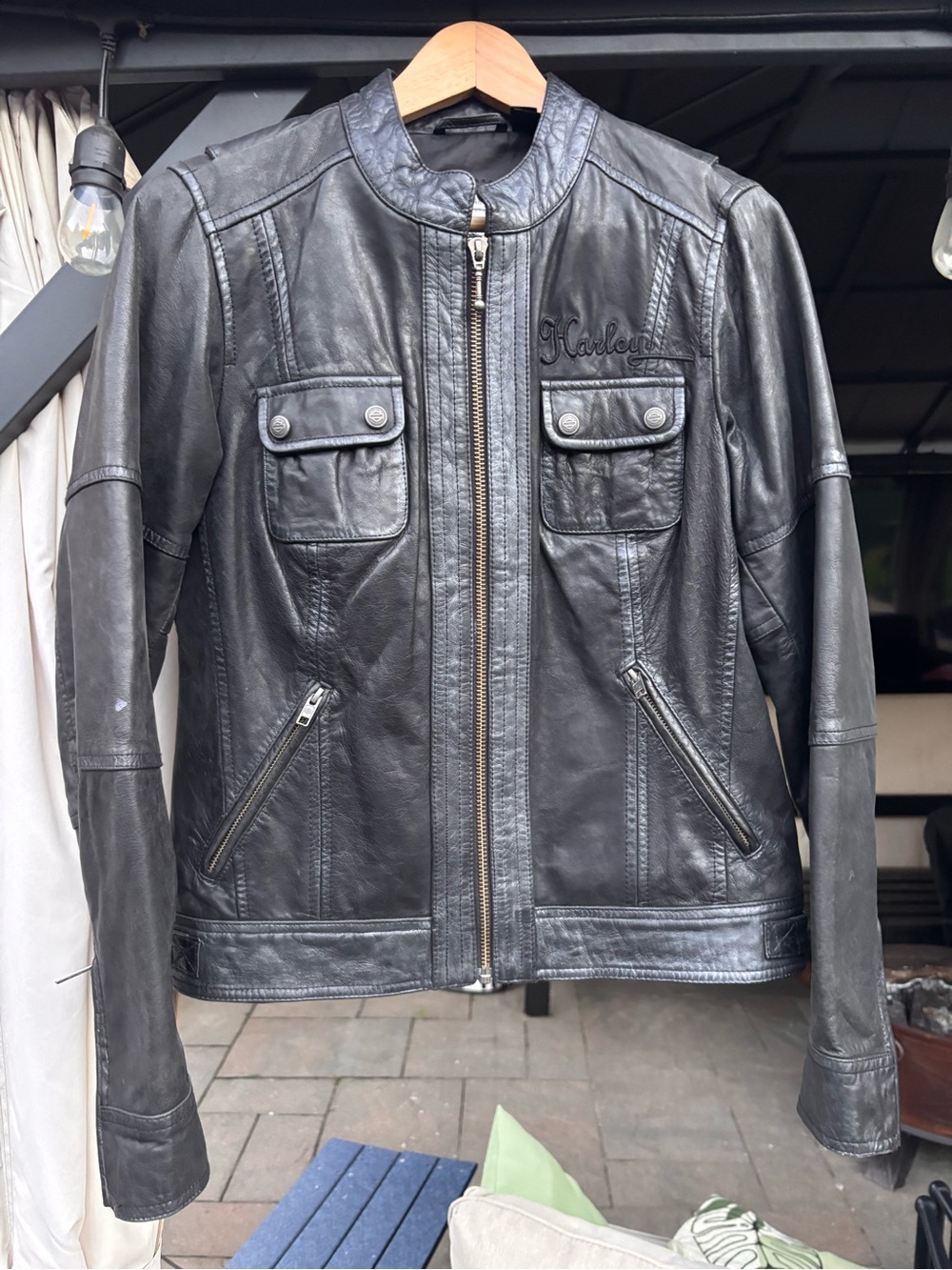 Harley-Davidson Black Leather Rider Zip Jacket